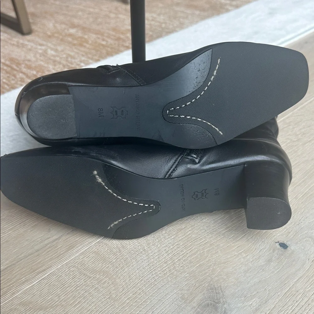 ANTONIO MELANI Black Leather Mid-Calf Heeled Boots - Picture 6 of 8